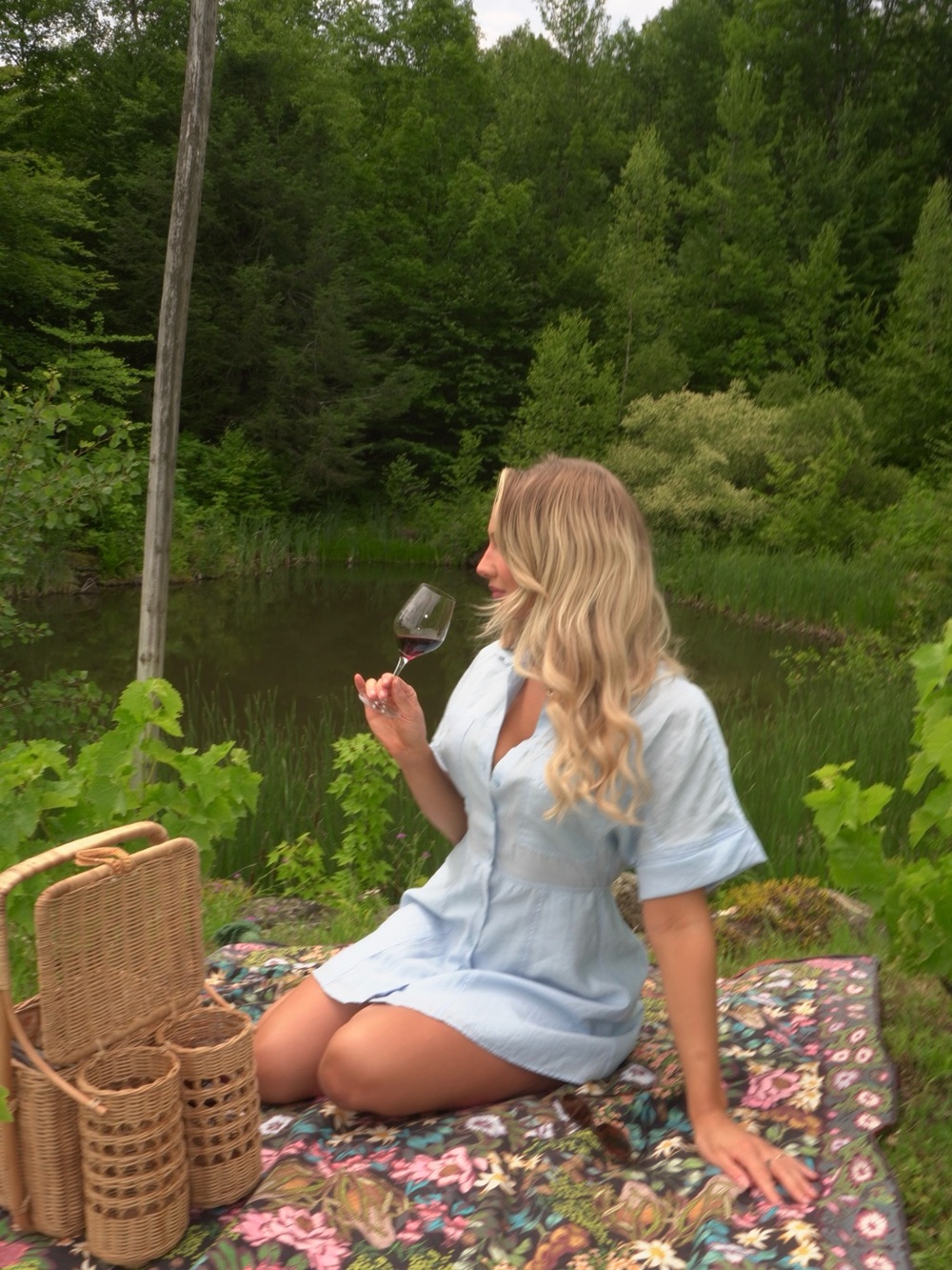Light Blue Linen-Blend Women's Shirt Dress - Casual Summer Tunic